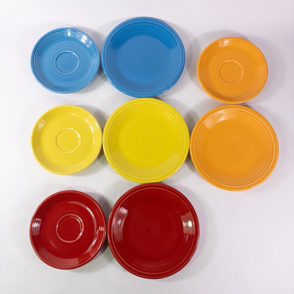 Set of 8 Vintage Fiestaware Homer Laughlin Salad Plates / Saucers Various Color